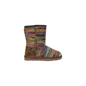 Lamo juarez suede boho aztec multicolored yarn Boot. warm thick faux fur, Size 9